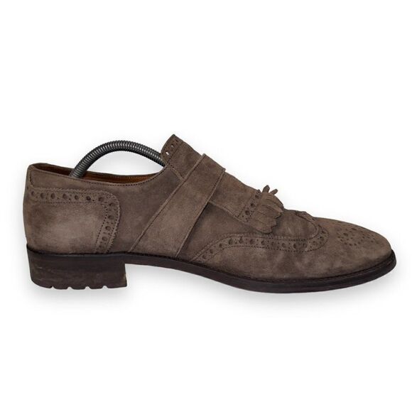 Lottusse Plomo Suede Monk‎ Strap Kiltie Wingtip Loafers Brown L7128 Men\'s 9.5 main image 5
